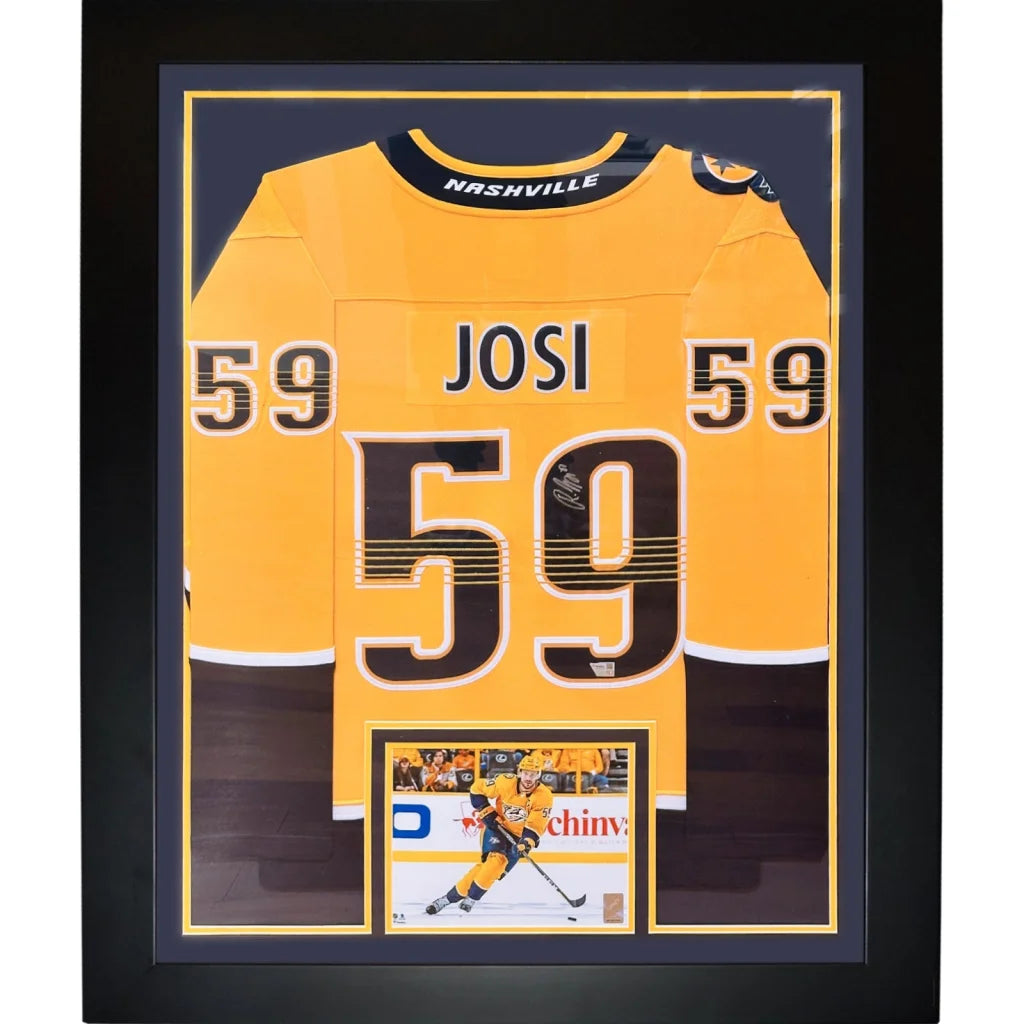 Roman Josi autographed Nashville Predators gold vertical framed jersey #59