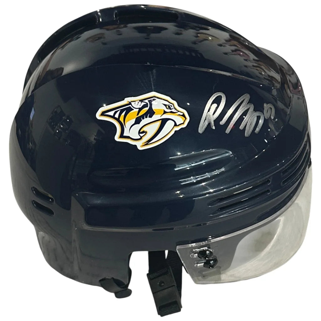 Roman Josi autographed Nashville Predators mini hockey helmet with clear visor and logo