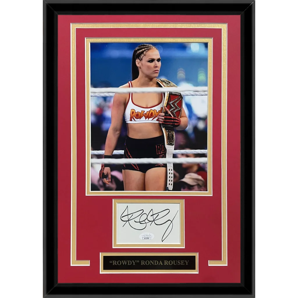 Ronda Rousey autographed WWE photo in Signature Series frame