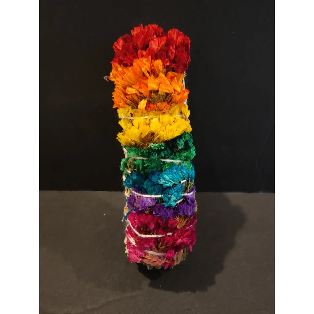 Vibrant rainbow sage bundle smudge stick 4 inch with red to pink gradient