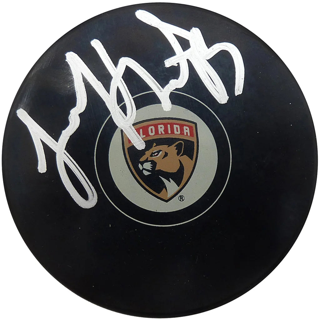Sam Reinhart autographed Florida Panthers black hockey puck