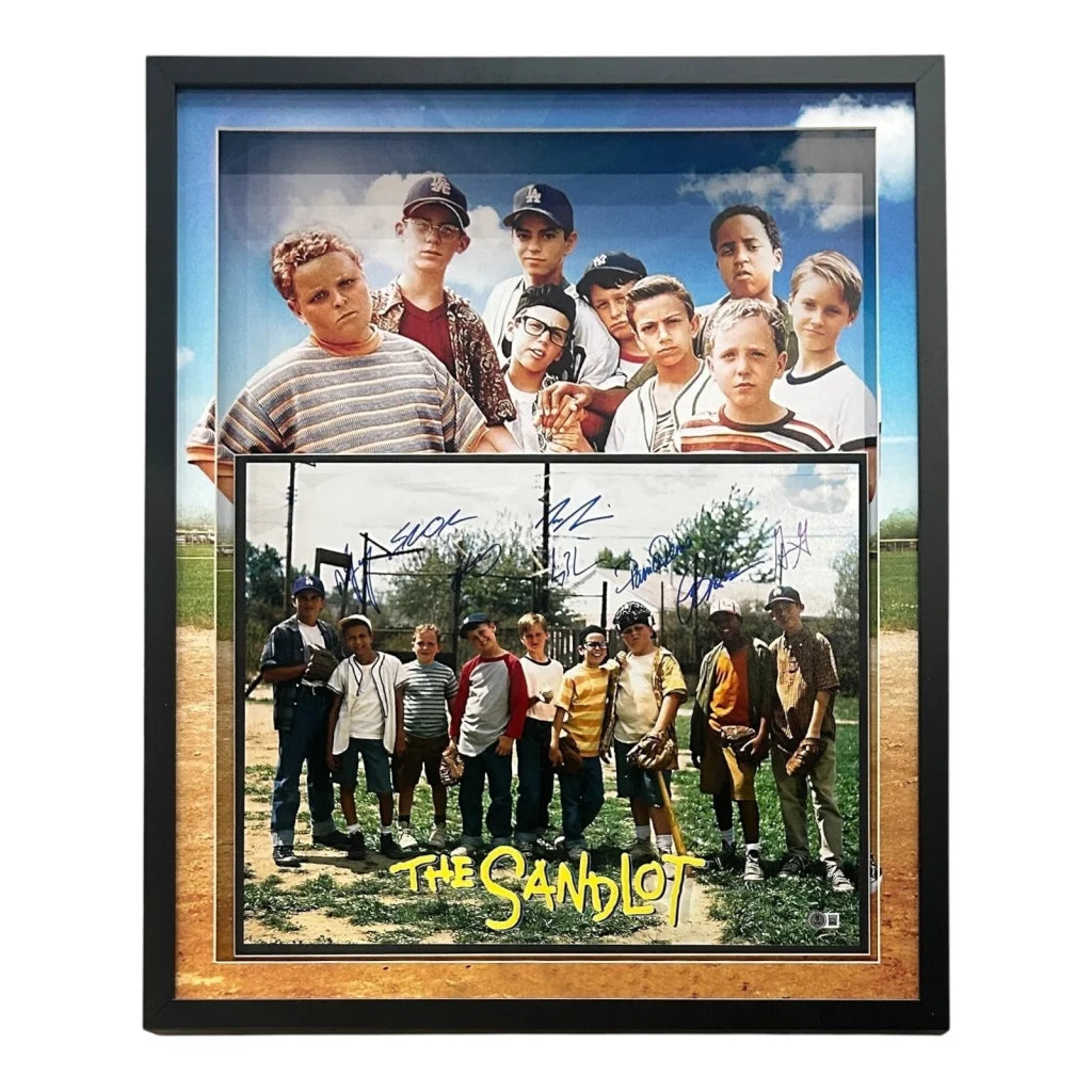 Deluxe framed 11x14 The Sandlot cast autographed photo with signed poster