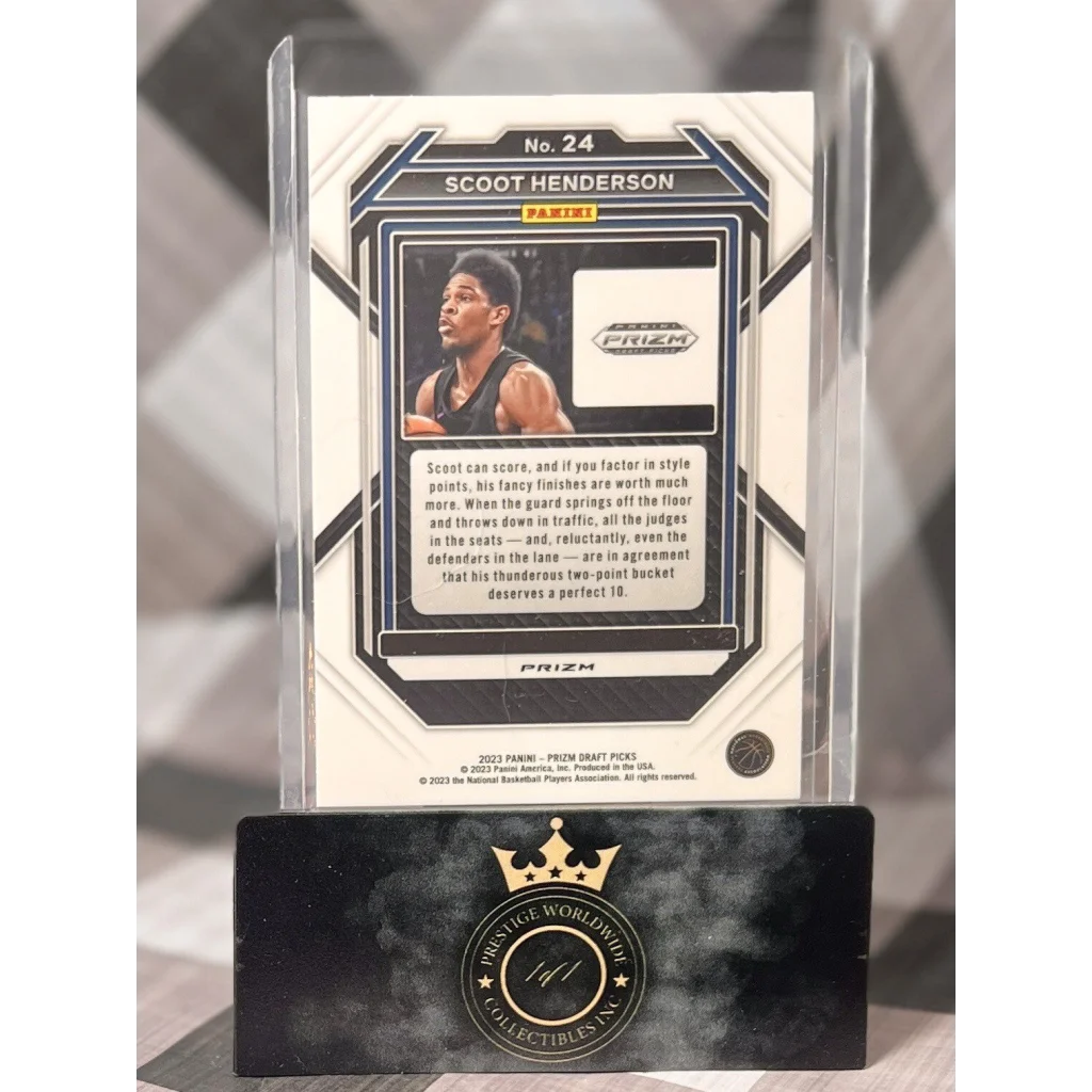 Scoot Henderson Purple Prizm Rookie card from Prestige Worldwide