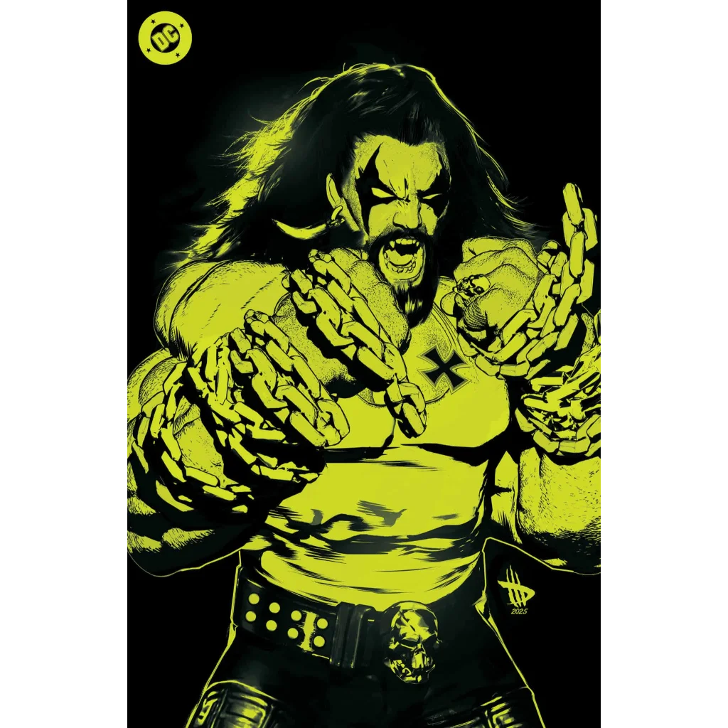 Muscular long-haired man with fierce expression and chained fists by Scott Snyder and Javier Fernandez