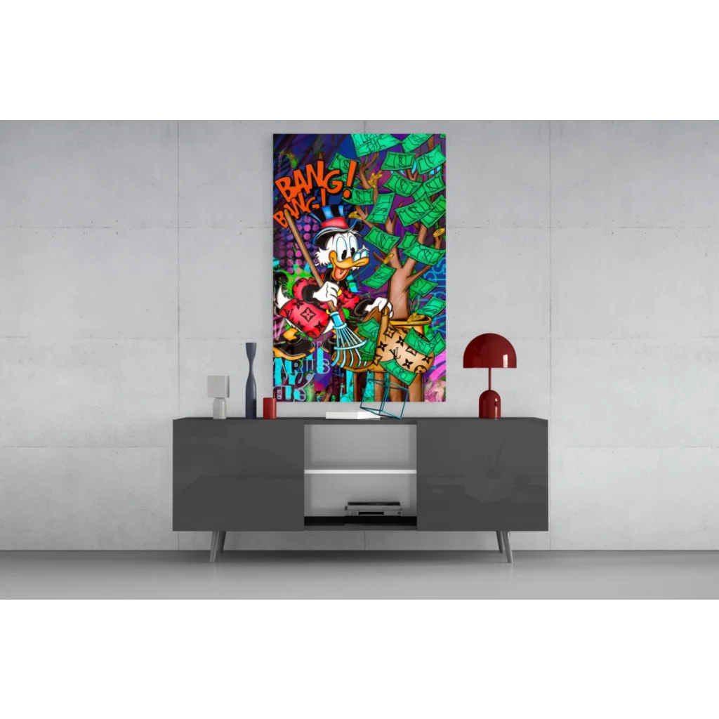 Donald Duck money tree graffiti canvas wall art