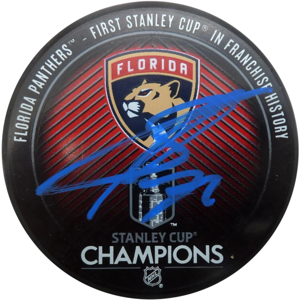 Sergei Bobrovsky autographed Florida Panthers 2024 Stanley Cup puck