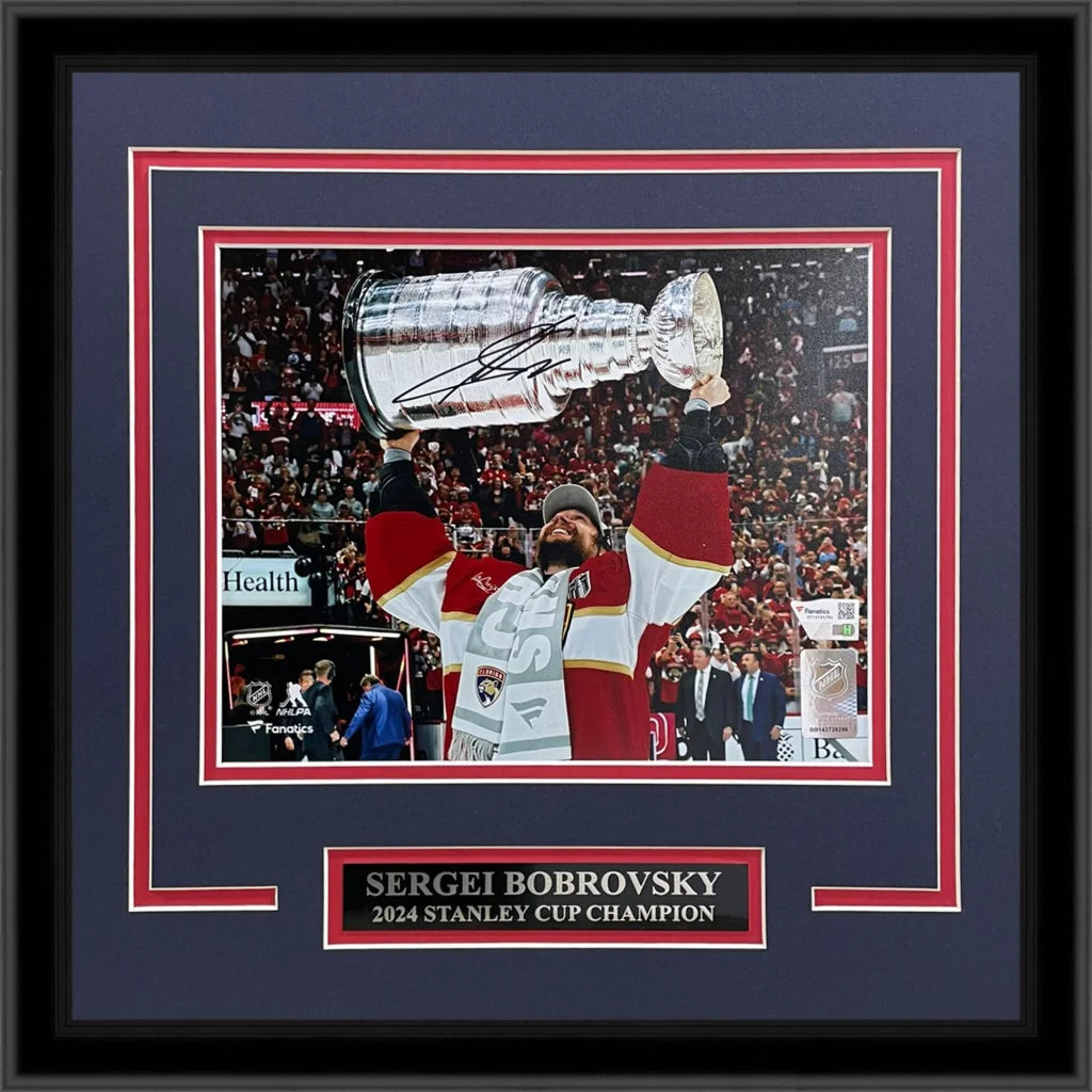 Sergei Bobrovsky signed Florida Panthers deluxe framed 8x10 Stanley Cup photo