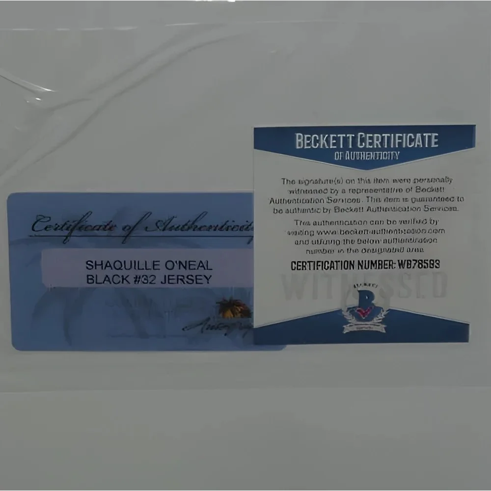 Shaq signed black ONeal deluxe framed jersey with Beckett authentication