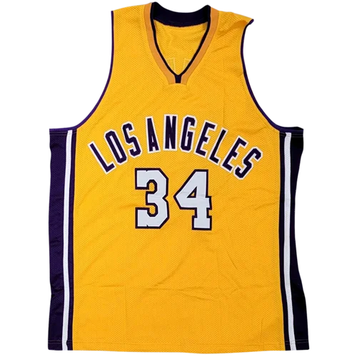 Autographed Los Angeles Lakers yellow #34 Shaquille ONeal jersey