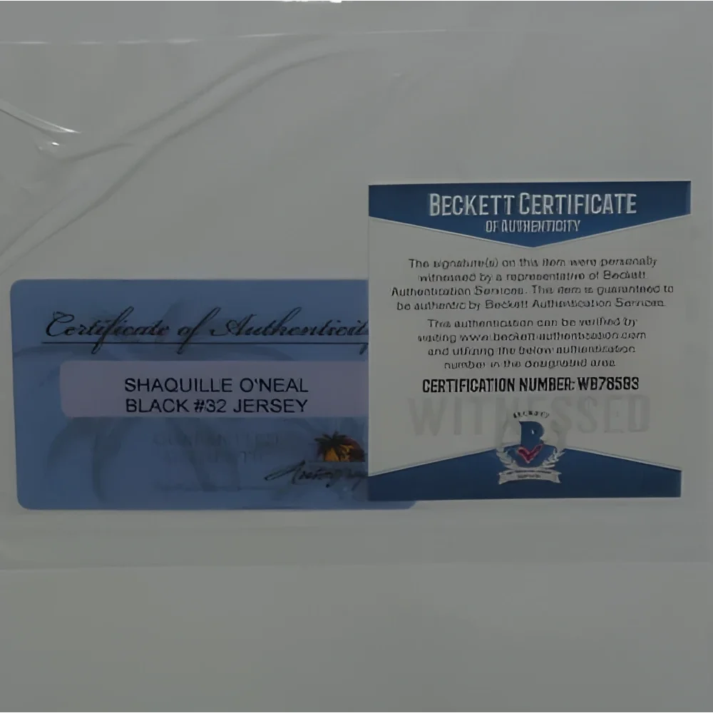 Shaquille ONeal autographed Orlando Magic black pinstripe 32 deluxe framed jersey with Beckett authentication
