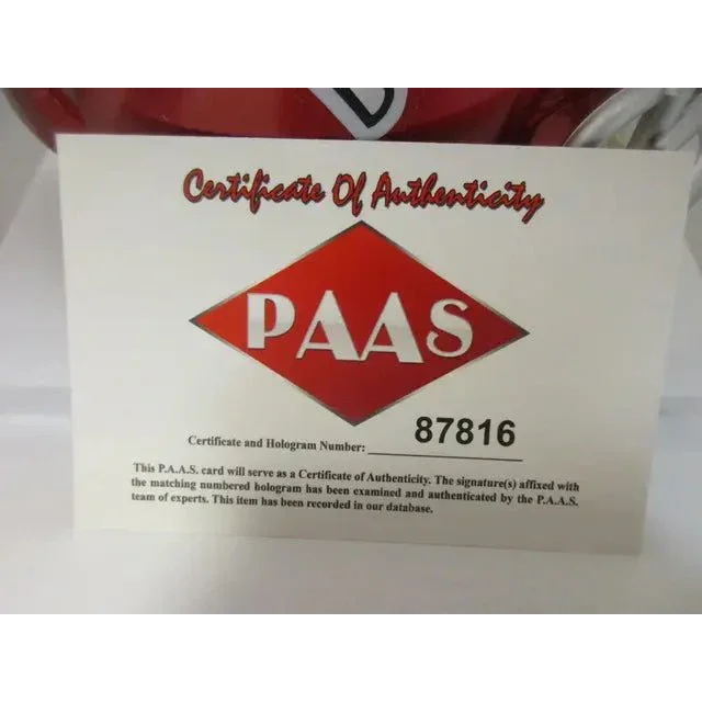 Certificate of authenticity for signed autographed mini New England Patriots helmet 87816