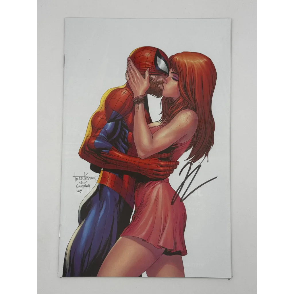 Jonathan Hickman signed Ultimate Spider-Man comic with Spider-Man and Mary Jane kissing art