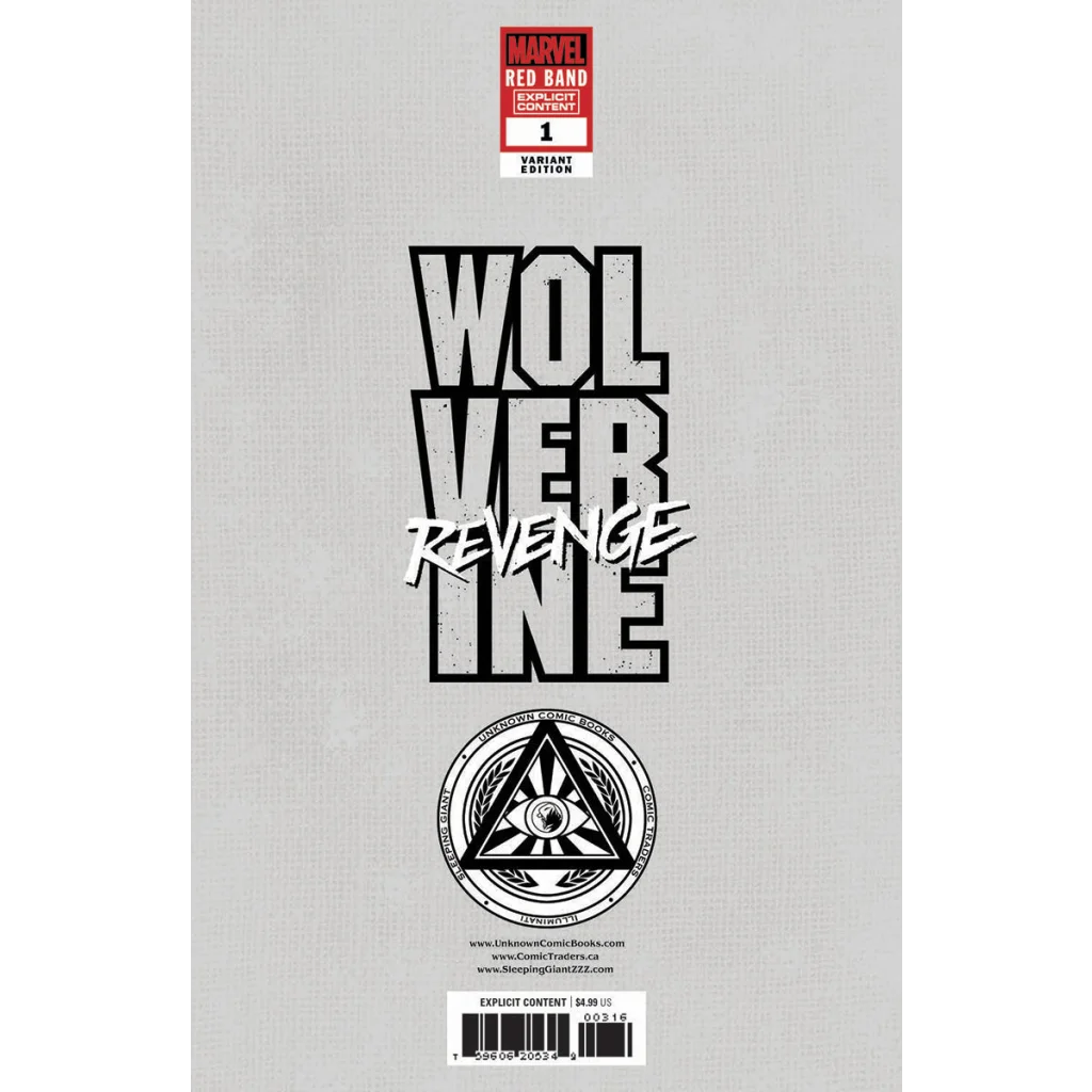 Variant comic book with mature content warning for REVENGE Red Band Unknown Comics Lee Exclusive Var