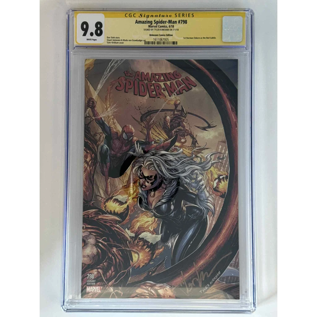 Signed Tyler Kirkham Amazing Spider-Man 798 CGC 9.8 yellow label Black Cat variant