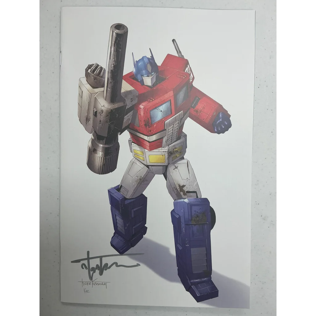 Optimus Prime artwork by Tyler Kirkham from Virgin Transformers Comic with blaster