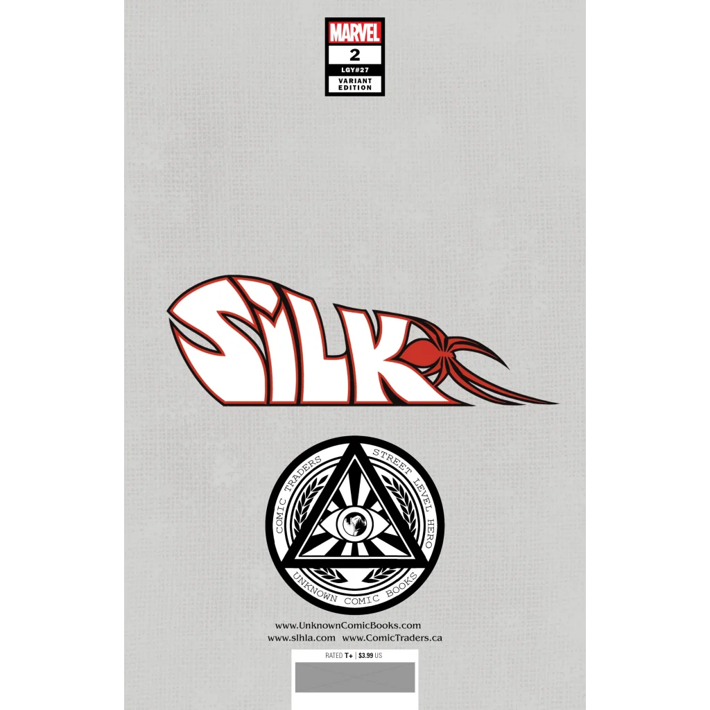 SILK comic book with white and red logo and black white emblem featuring female superheroes