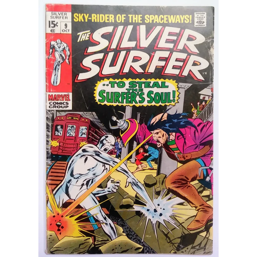 Vibrant Silver Surfer Marvel Comics cover from 1969 cosmic adventure