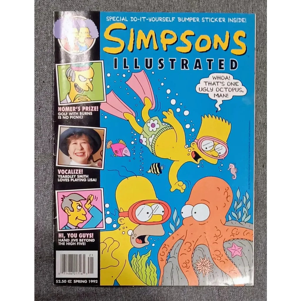 Vintage Simpsons Illustrated Magazine Spring 1992 Bart octopus underwater