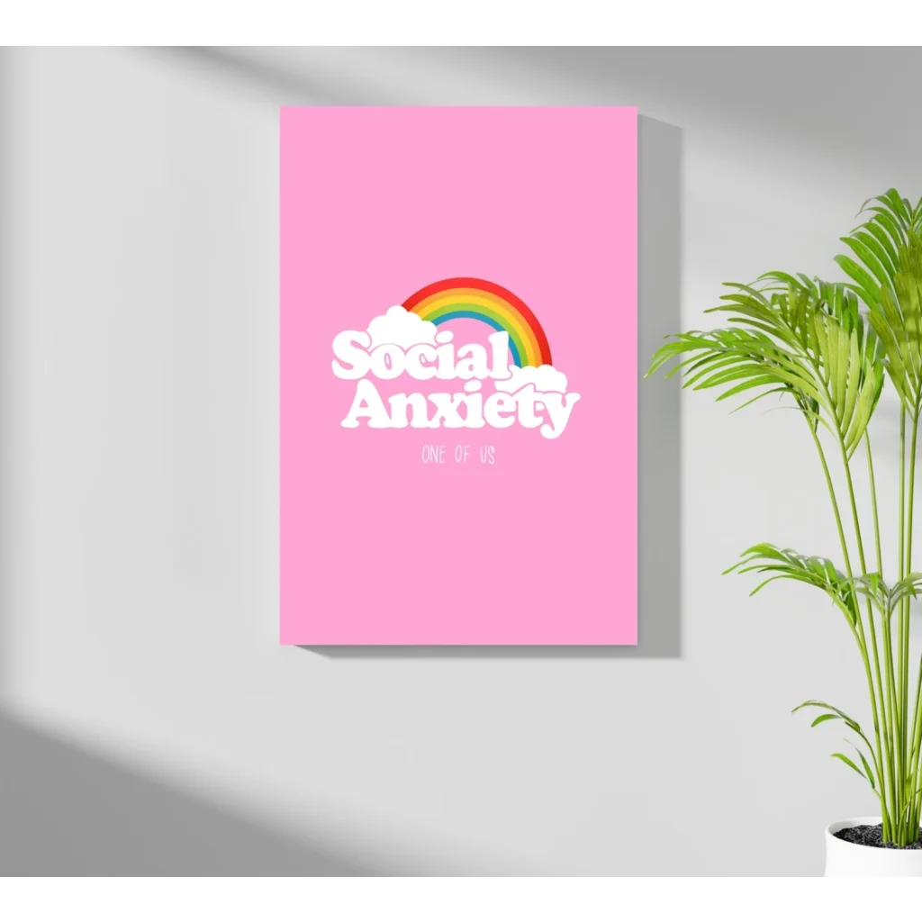 Pink social anxiety rainbow on insigne aluminum print