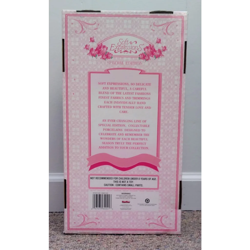 Pink Soft Expression Porcelain Bride Doll in floral box