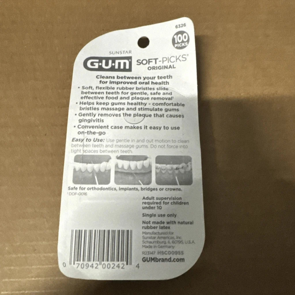 Soft-Picks Original Easy dental picks for teeth cleaning, 100pc white pack