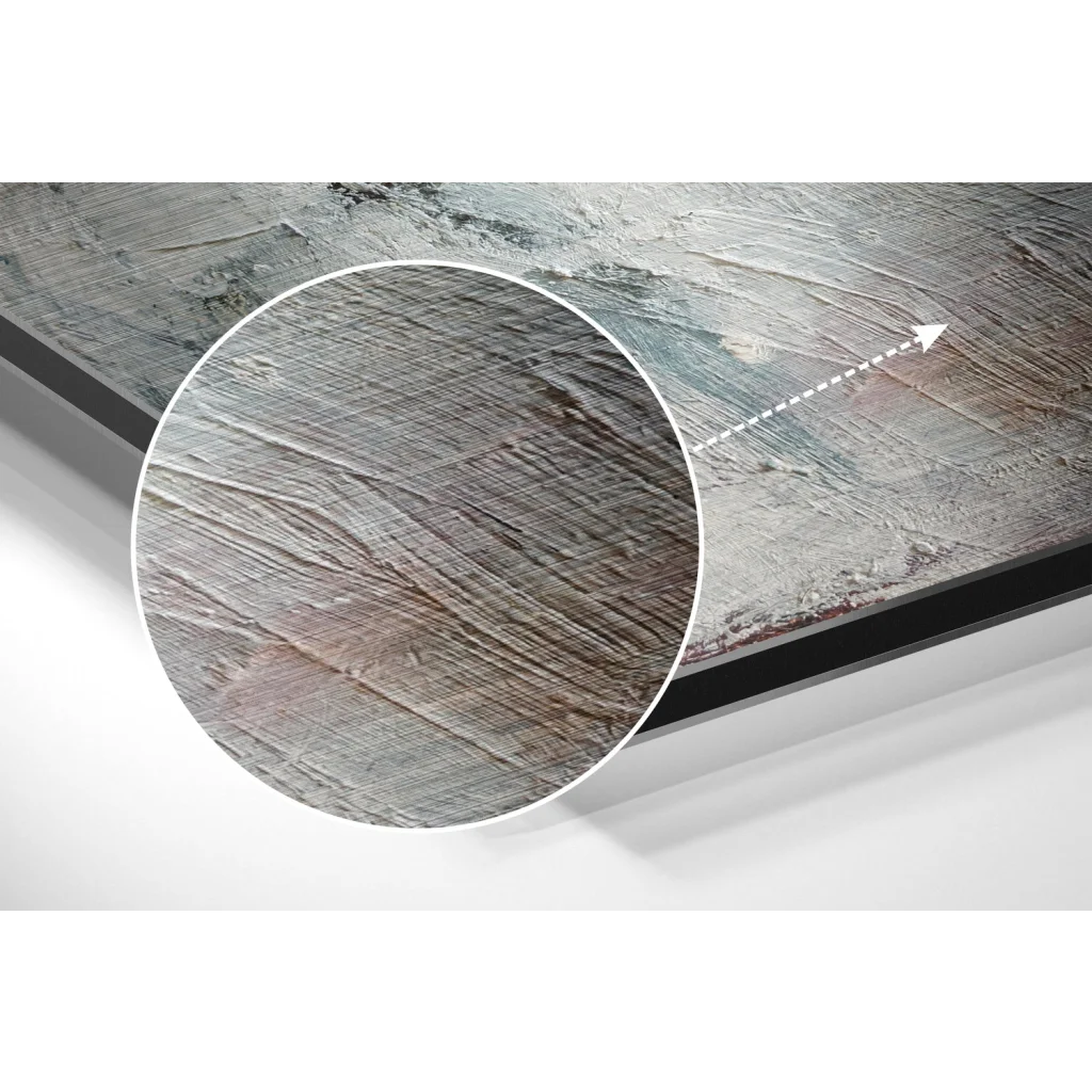 Textured abstract art on brushed aluminium dibond print