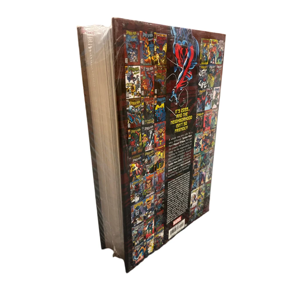 Thick shrink-wrapped Spider-Man 2099 Omnibus with dark illustrated cover and comic panels