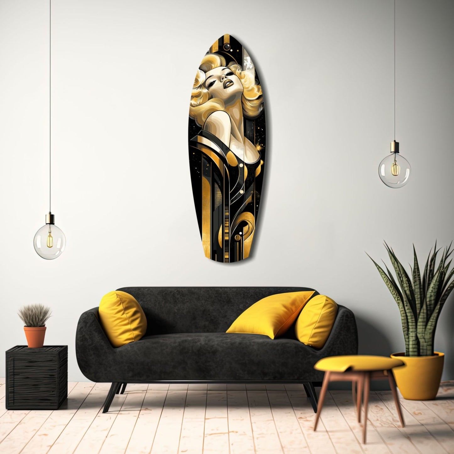 Golden Blonde Bombshell Glass Wall Art