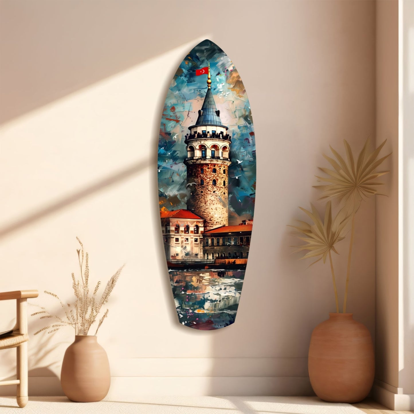 Surfboard Galata Tower Glass Wall Art