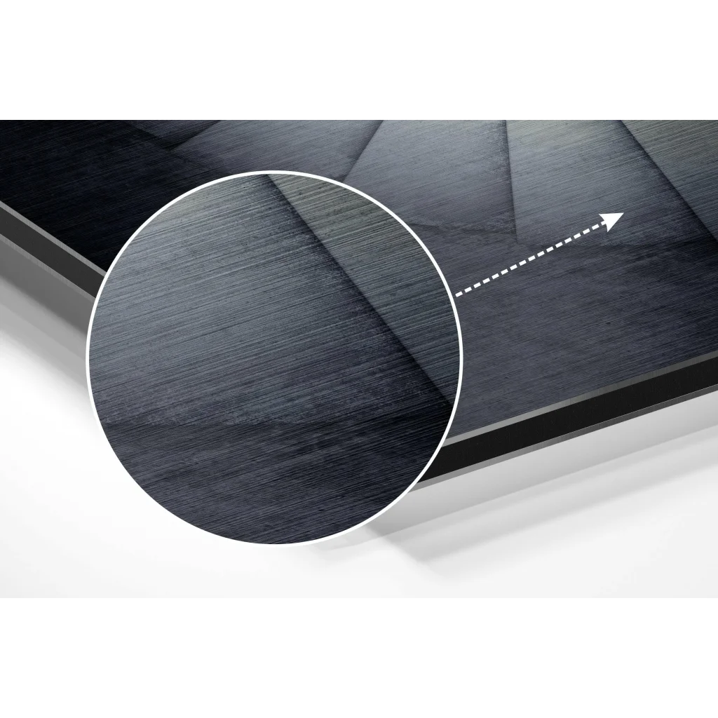 Stunning brushed aluminium dibond wall art in black brushed metal frame