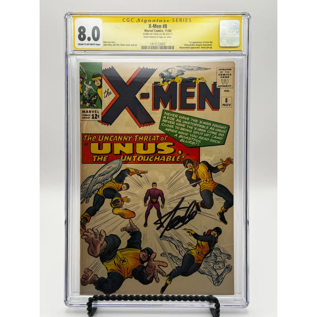 Stan Lee signed X-Men #8 CGC yellow label 8.0 in case