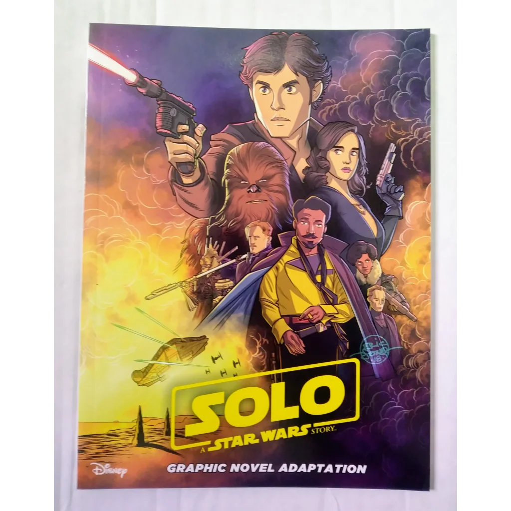 Han Solo on vibrant Star Wars Story graphic novel cover with explosions