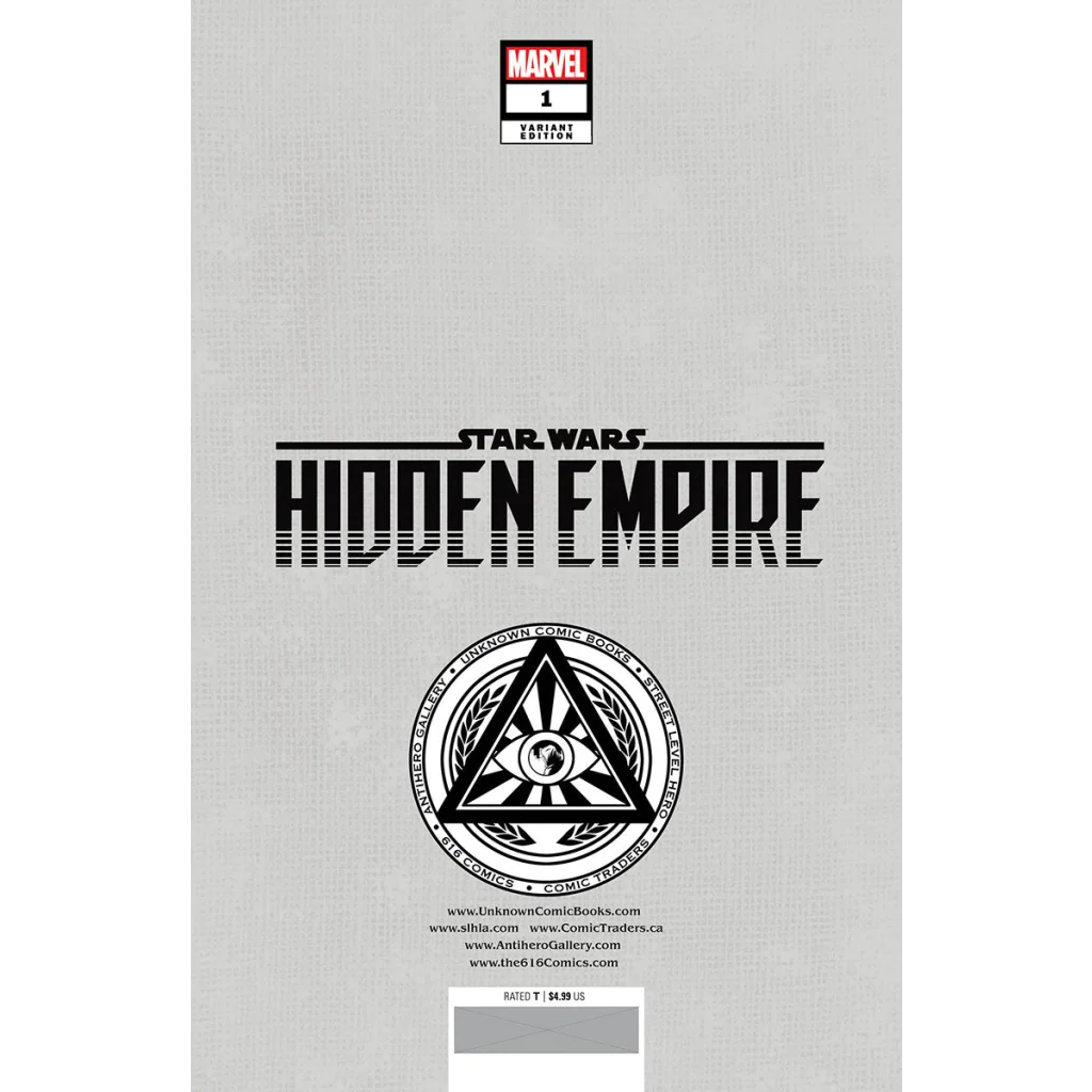 Gray Star Wars Hidden Empire comic book with circular symbol for epic galactic adventure