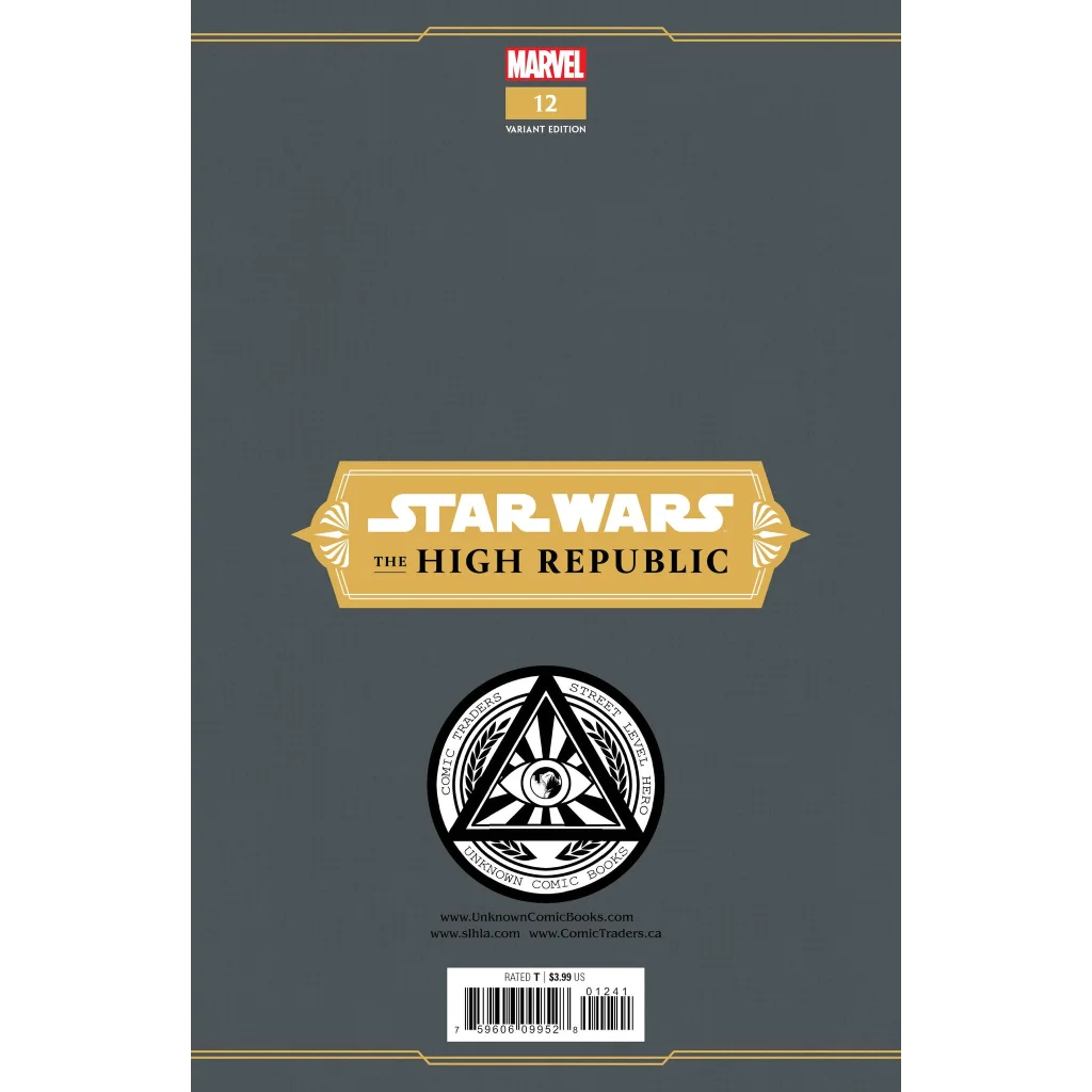 Comic book showing Star Wars The High Republic cover with Unknown Comics logo