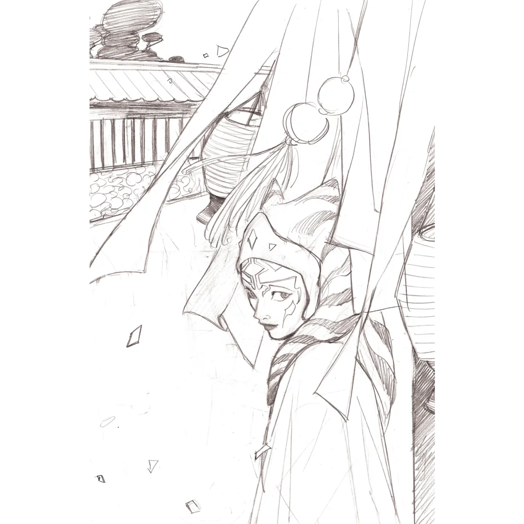 Star Wars Togruta sketch by Peach Momoko for Unknown Comics product