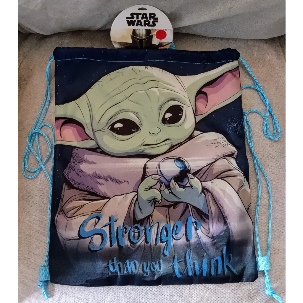 Cute Baby Yoda star wars tote bag with stronger than you think quote