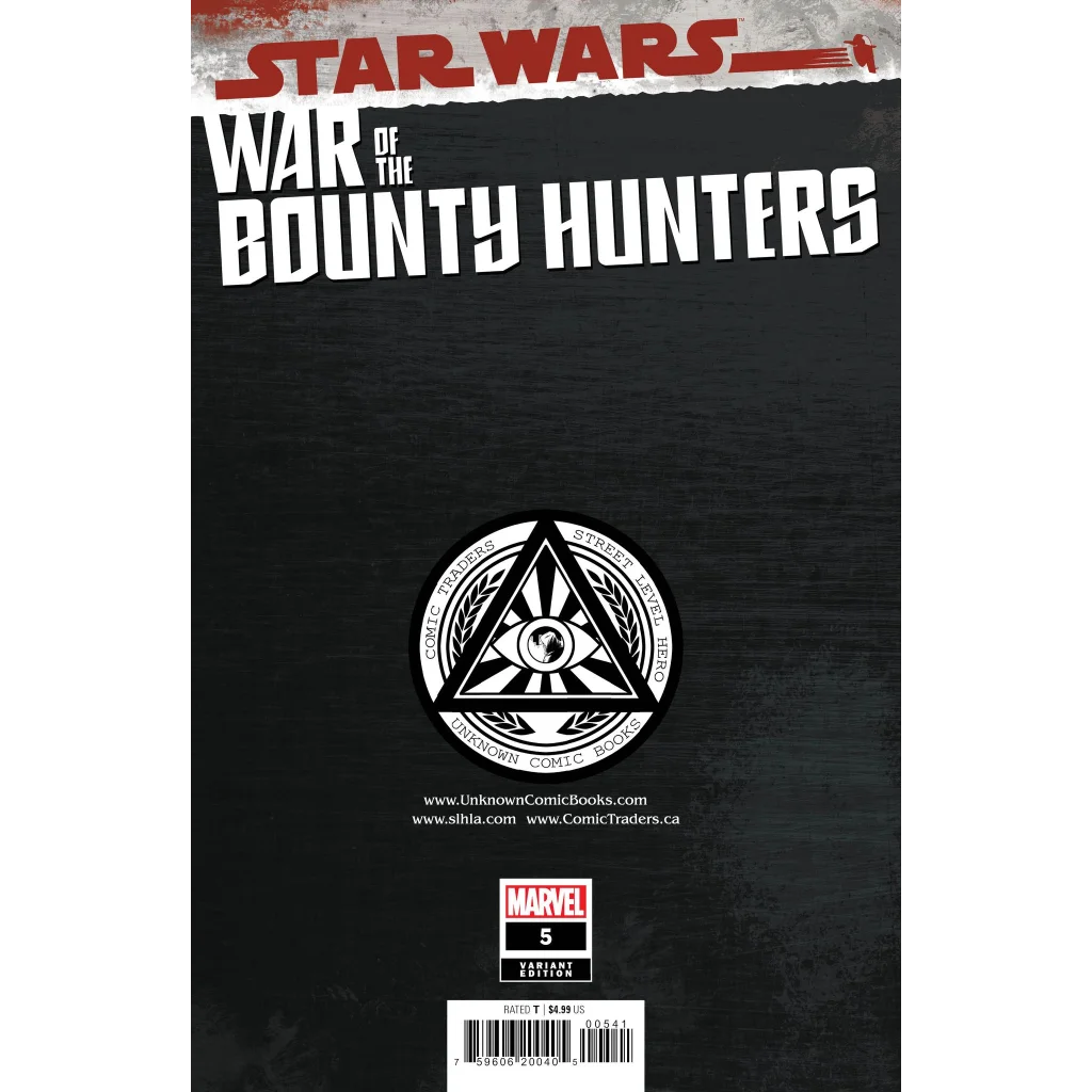 Back cover of Star Wars War Bounty Hunters Ultimate Finale Comic with Boba Fett