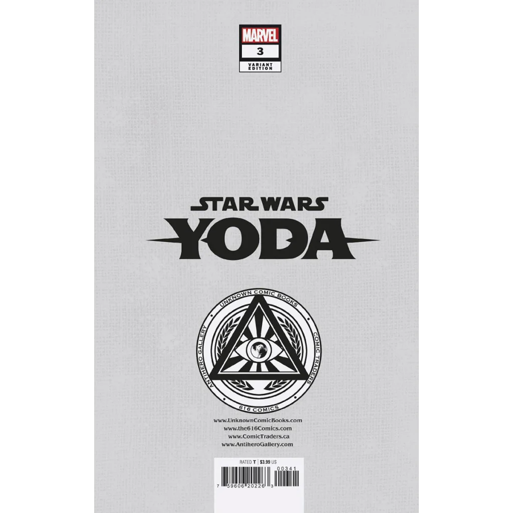 Gray Star Wars Yoda comic book with black lettering and barcode, graded blue label