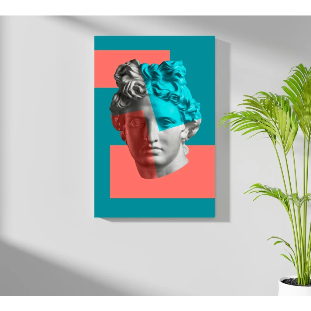 Split face sculpture insigne aluminum prints pop art canvas