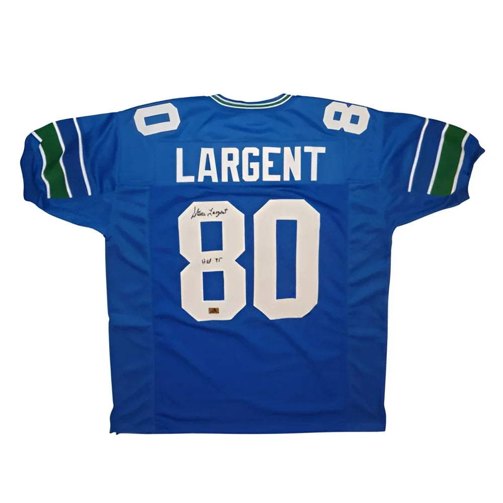 Steve Largent autographed Seattle Seahawks blue jersey #80 HOF 95