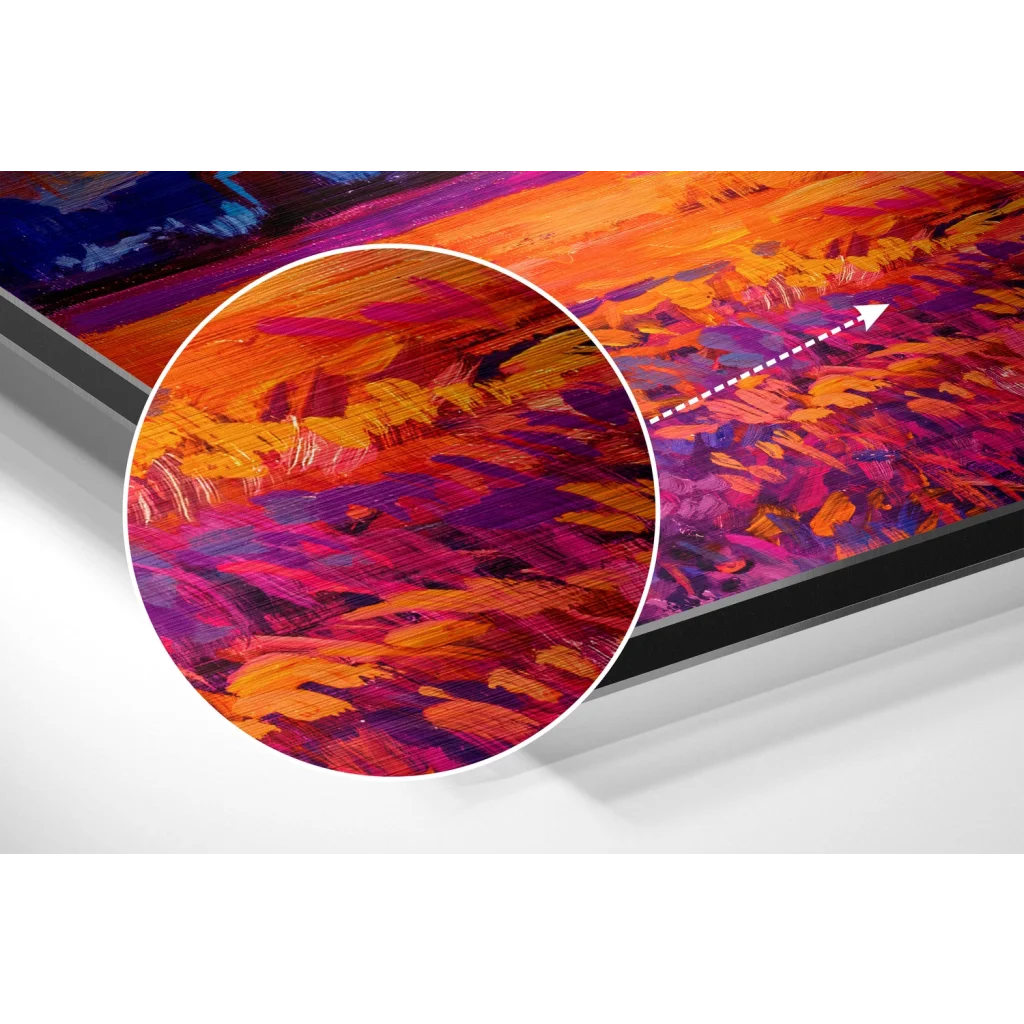Vibrant abstract art on brushed aluminium dibond print