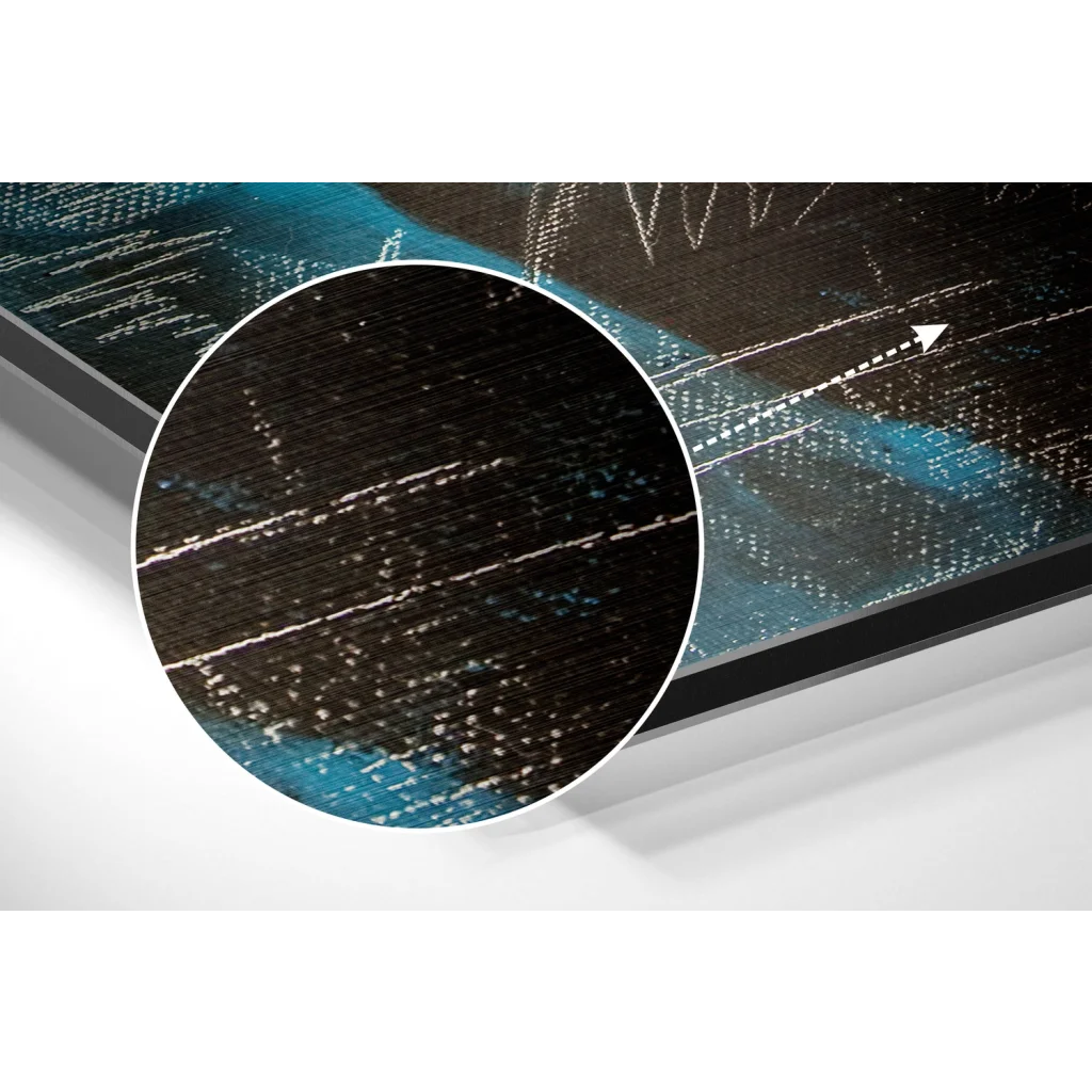 Black carbon fiber laptop skin on brushed aluminium dibond art