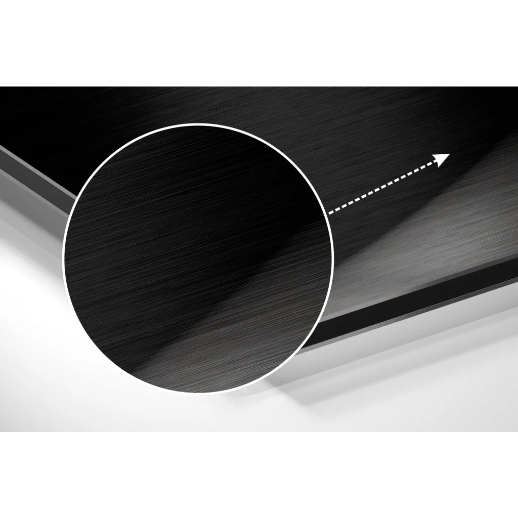 Sleek black brushed aluminium Dibond portrait art print