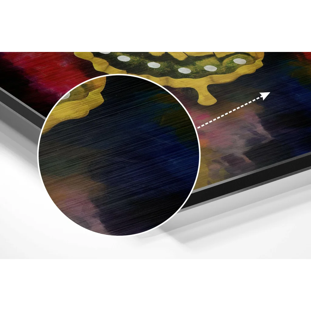 Silver 15-inch MacBook Pro with Retina display on brushed aluminium dibond wall art