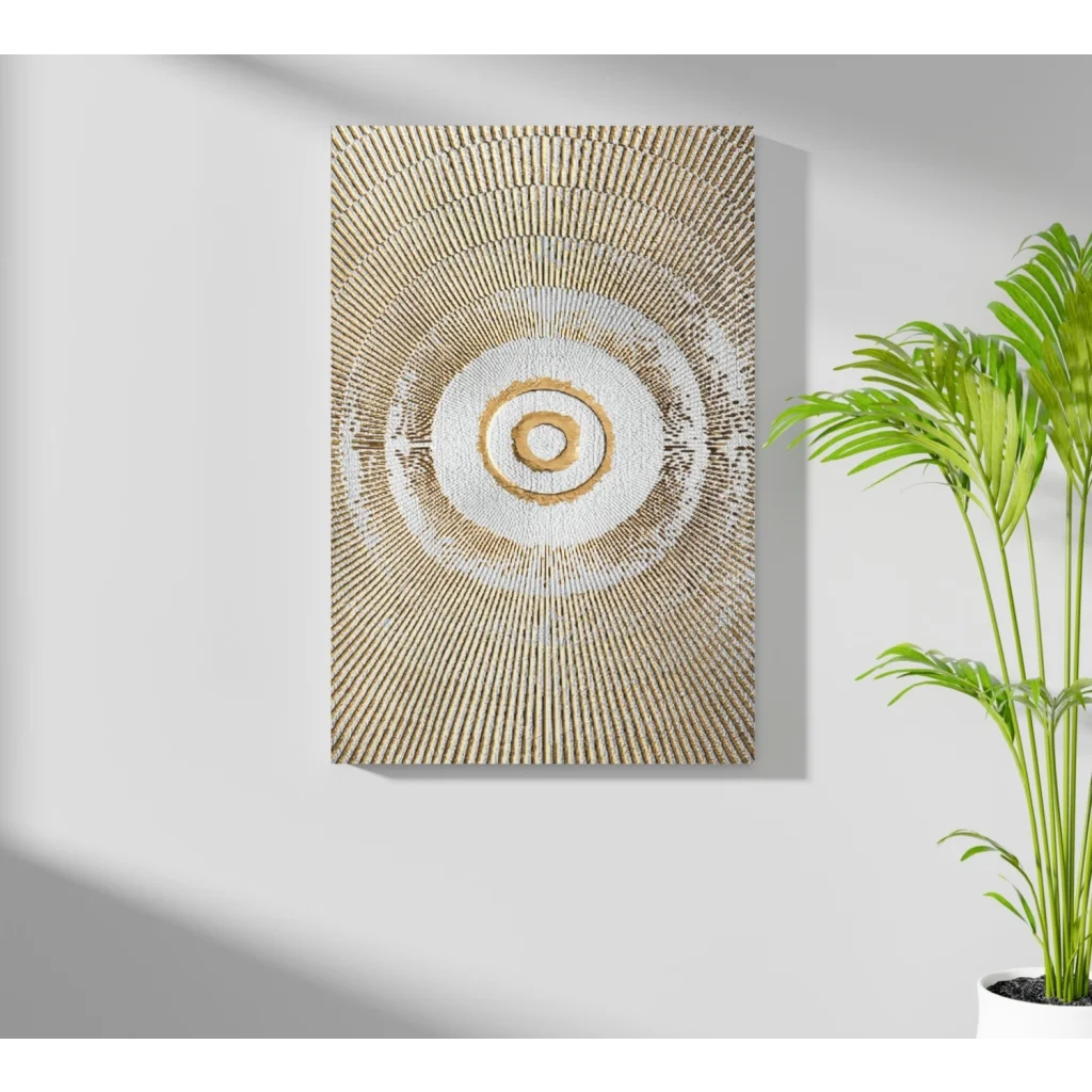 Stunning gold circle textured aluminum wall art print