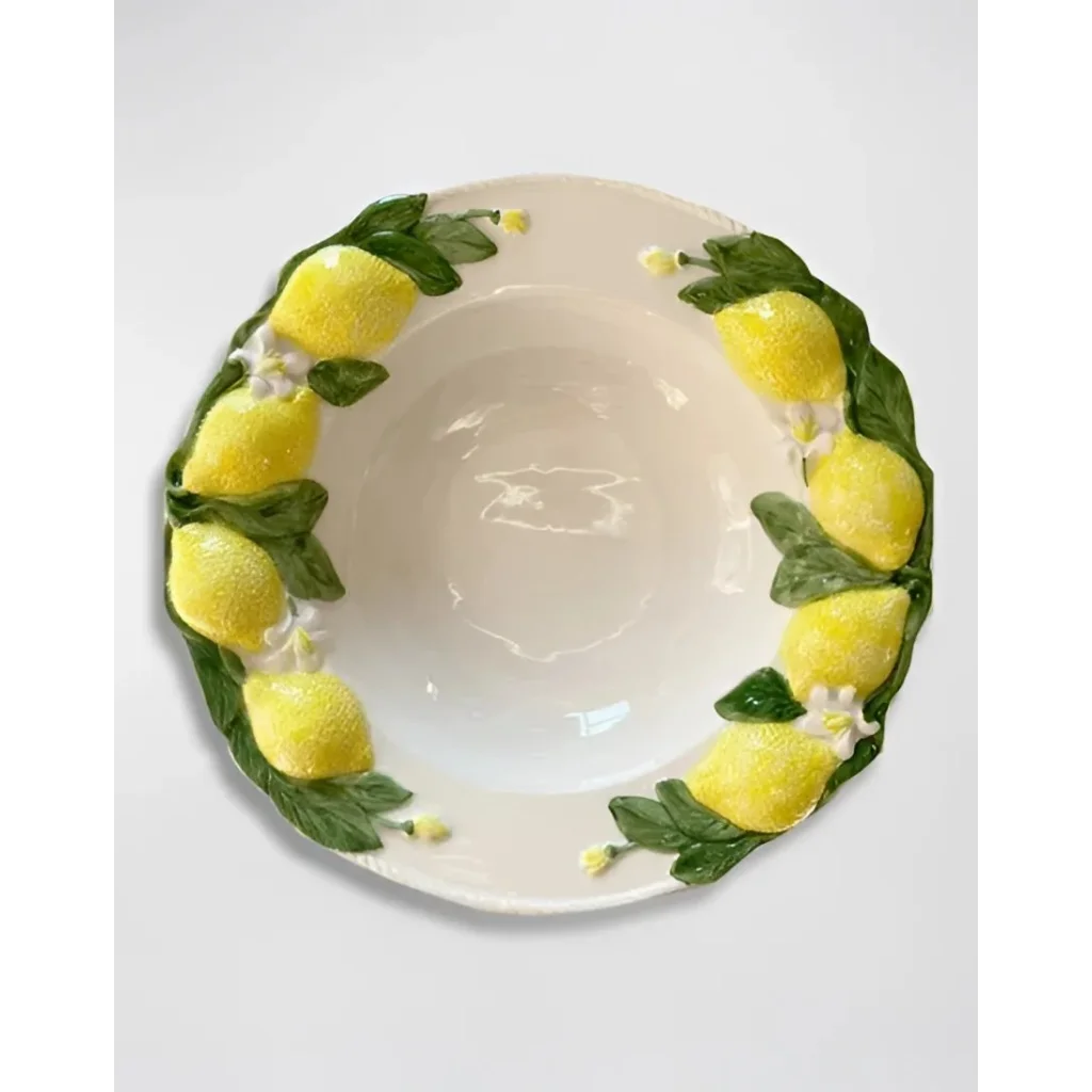 Ceramic Les Ottomans Lemon serving platter with lemon and leaf motif for stylish serving