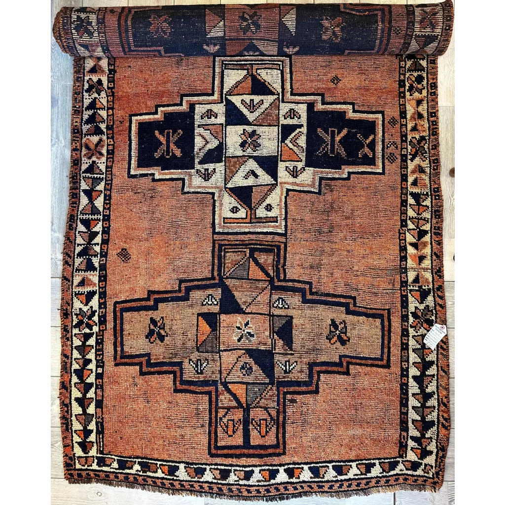 Stunning Persian Luri tribal runner rug in bold geometric cross pattern