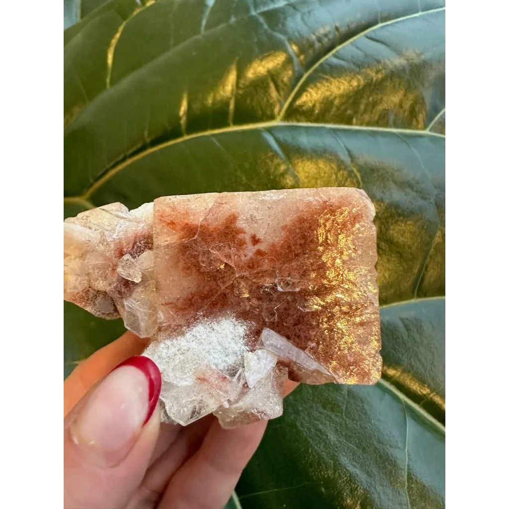 Stunning red apophyllite cube with stilbite from India