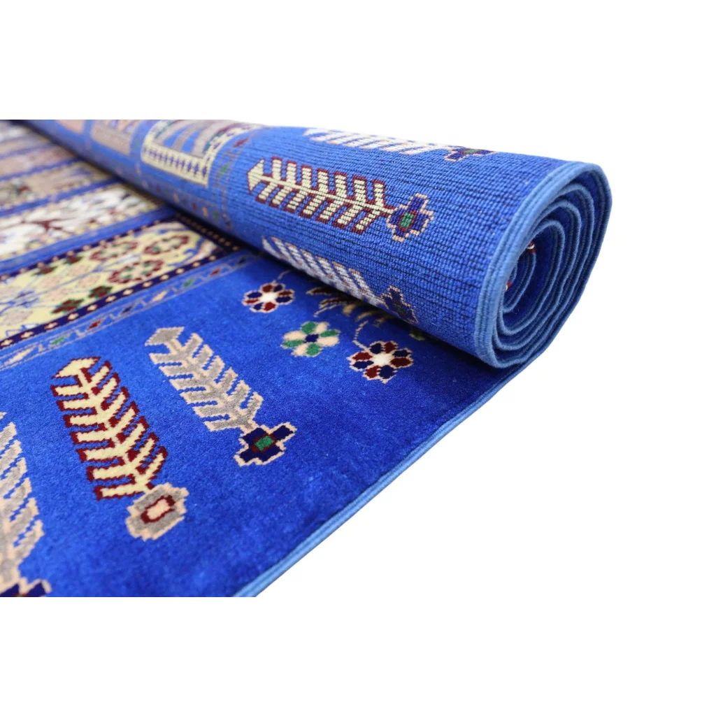 Vibrant royal blue natural wool rug from Northern Afghanistan with intricate patterns