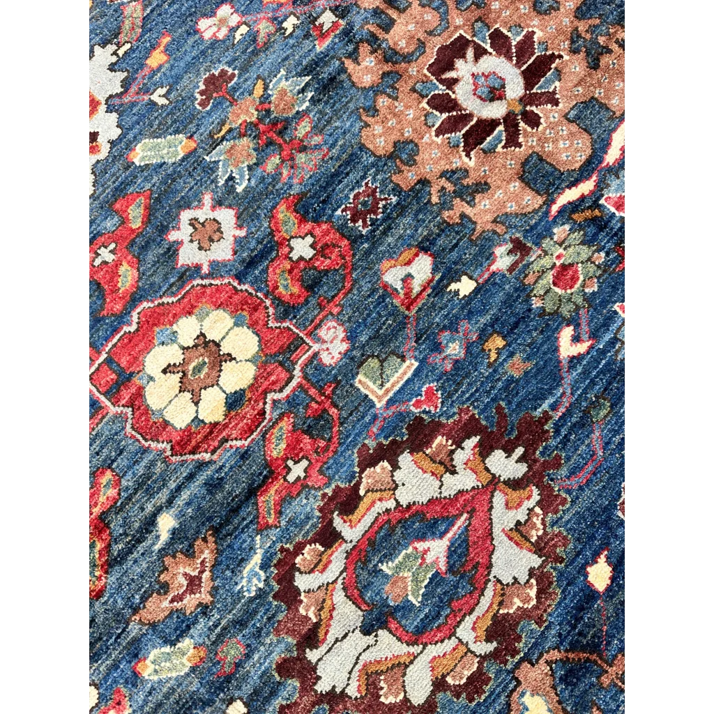 Stunning Serapi transitional rug with intricate floral patterns in blue, red, cream, maroon, green on ghazni wool